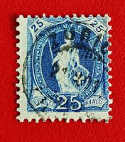 STEHENDE HELVETIA 73 D 13 ZÄHNE VOLLSTEMPEL NYON ZÜRICH 1901