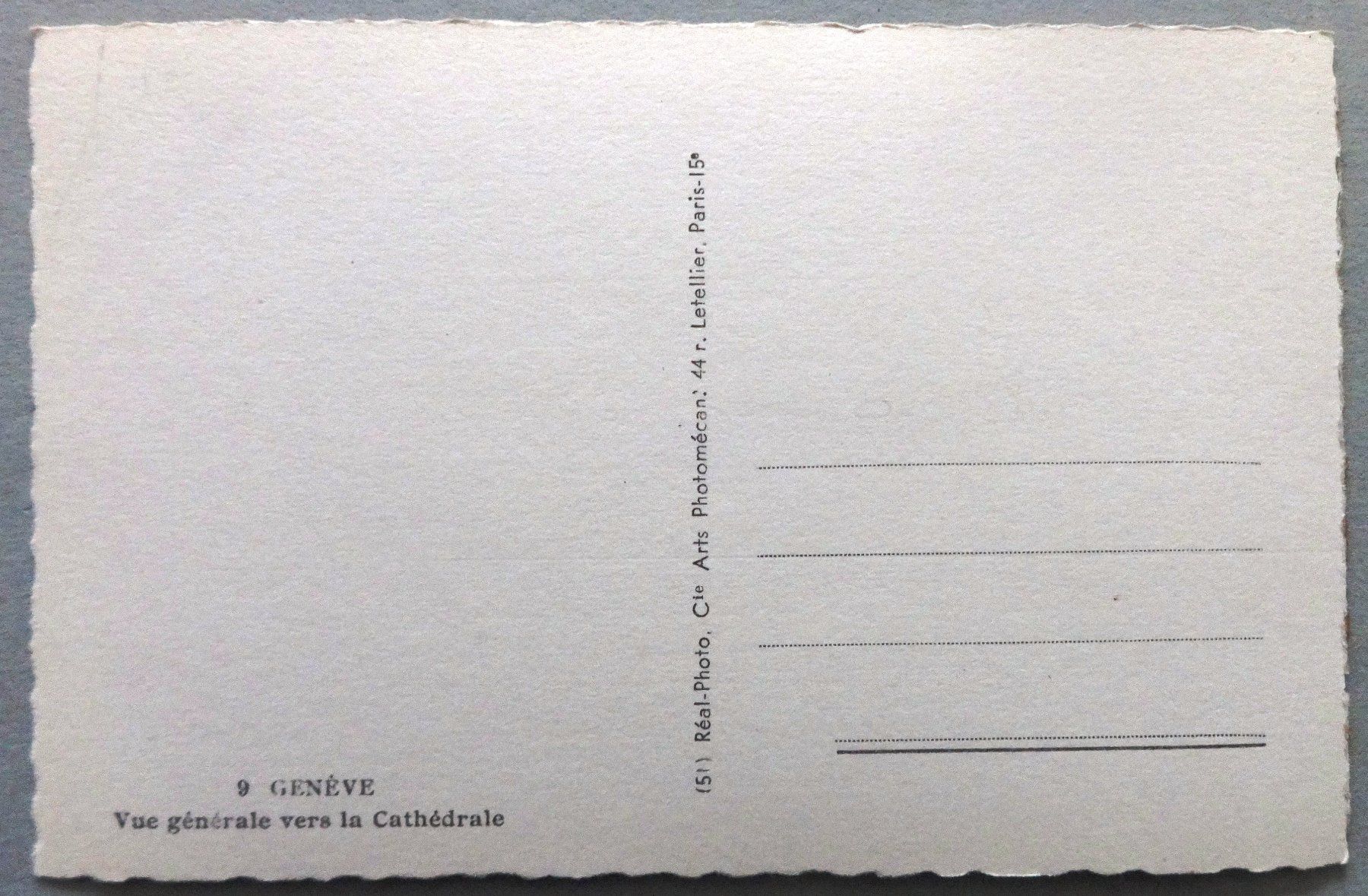 Cartoline postali: Genève - Vue générale de la Cathédrale – Usato da Fétigny venduto da Billy2miny 1