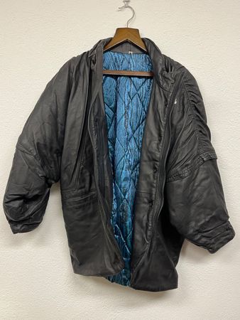 Schwarze Lederjacke Vintage 80er Jahre Gr. M