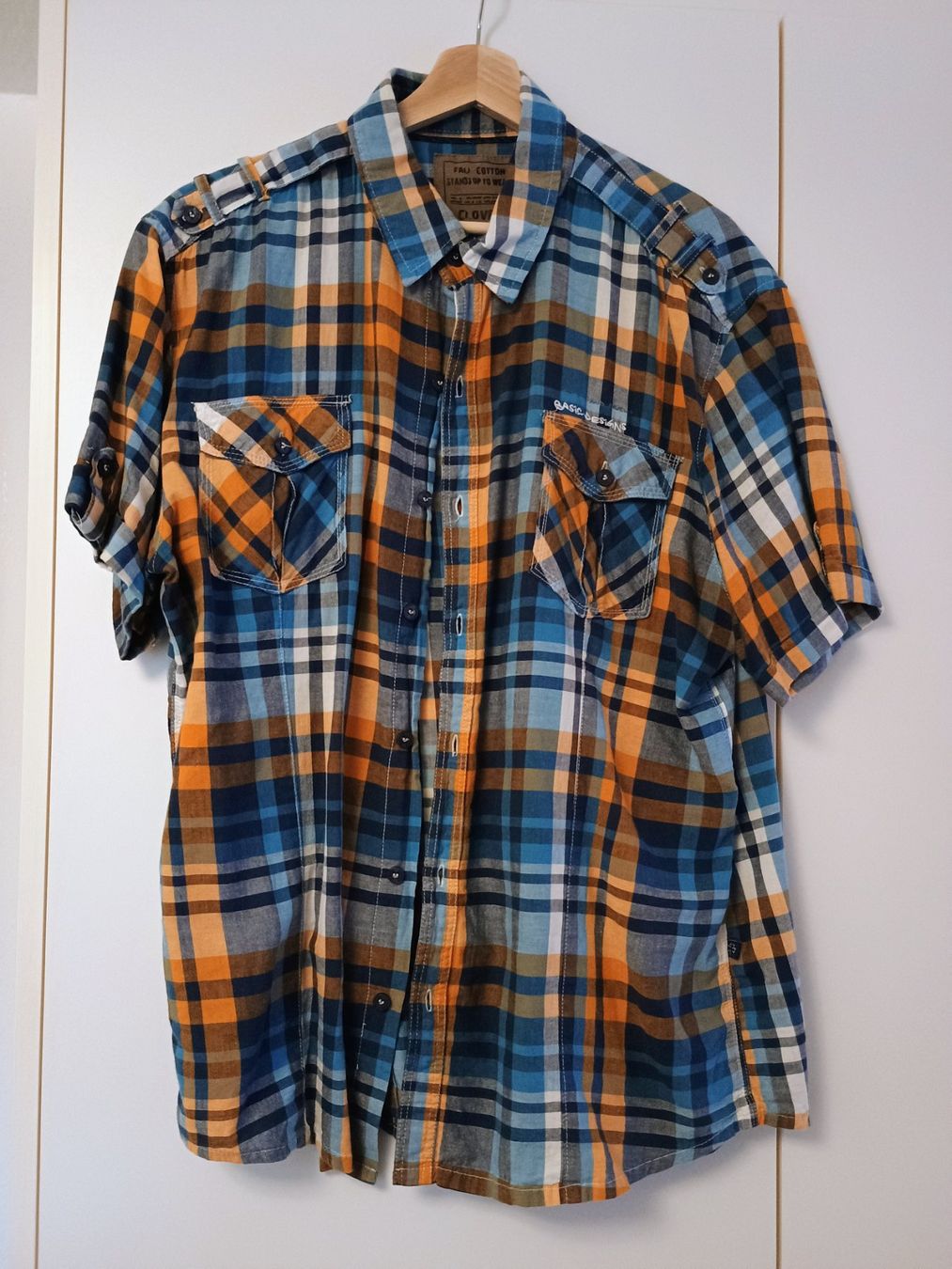 Camicie: Herren Freizeithemd blau/orange kariert – Usato da Zürich venduto da d0miNik.