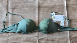 👙 Roxy Bikini-Oberteil - M - Olivegrün mit Mesh-Details