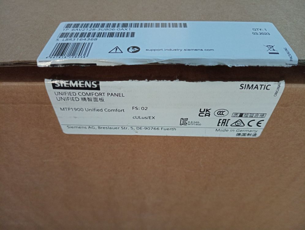 Siemens SIMATIC HMI MTP1900, Unified / 6AV2128-3UB06-0AX1 (Neu (gemäss ...