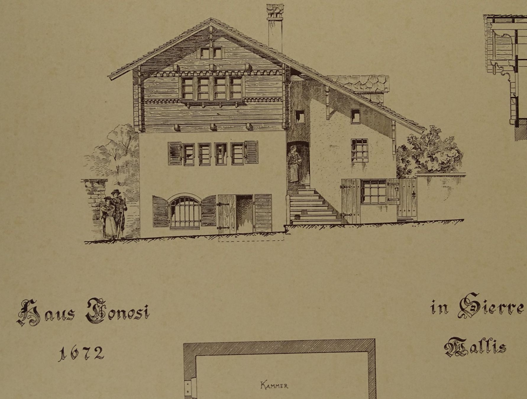 Stiche: SIERRE BAUERNHAUS, WALLIS, DIROGRAPHIE UM 1910 – Gebraucht aus Grüningen von Kartensammler 2