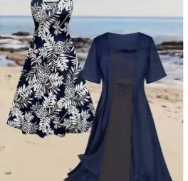 Kleid mit Bolero Grösse XXL floral dunkelblau neuwertig