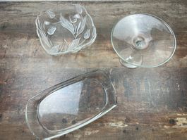 3 schöne Glasschalen Obstschale Glasplatte