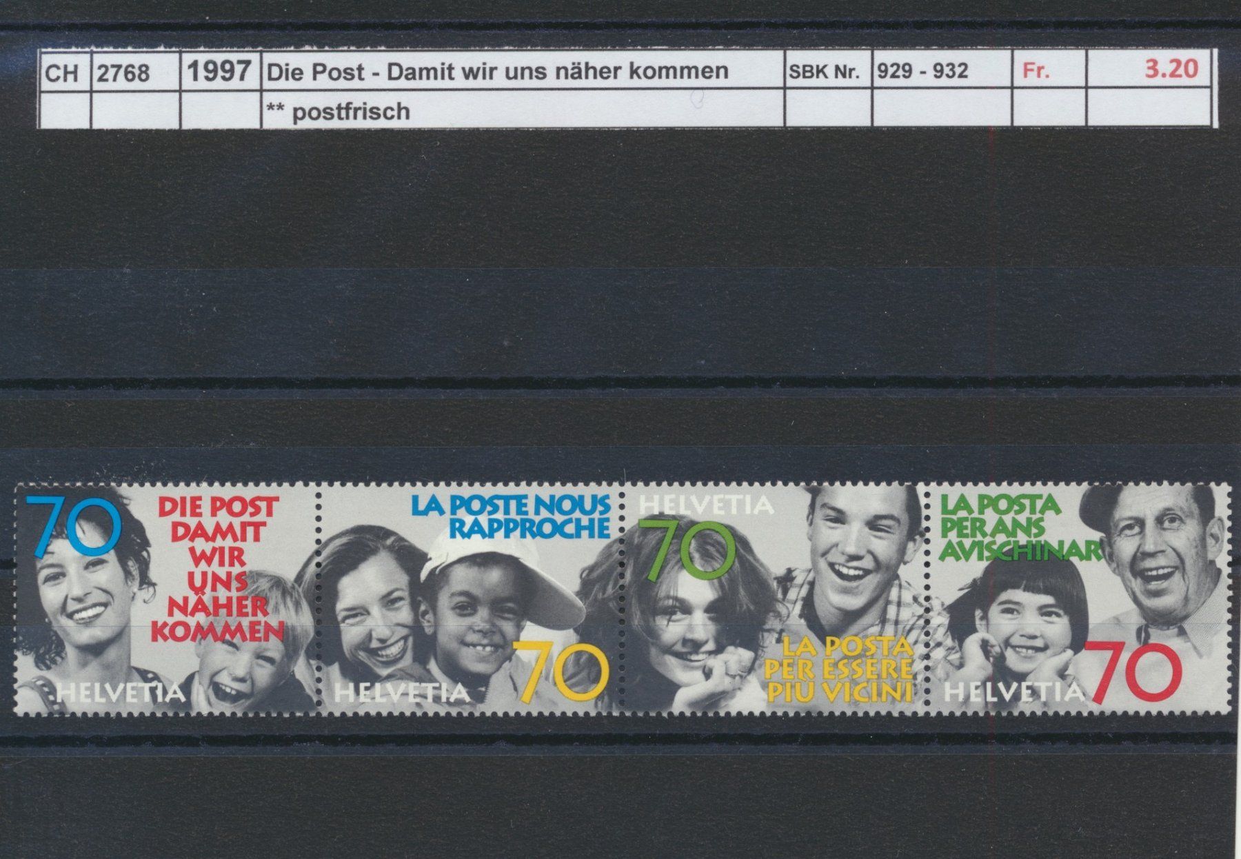 Tous les timbres: 1997 "Die Post" - Zusammendruck, ** postfrisch – Neuf (Voir description) à Winterthur par Zupogeru
