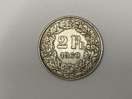 2 Franken Silbermünze 1960