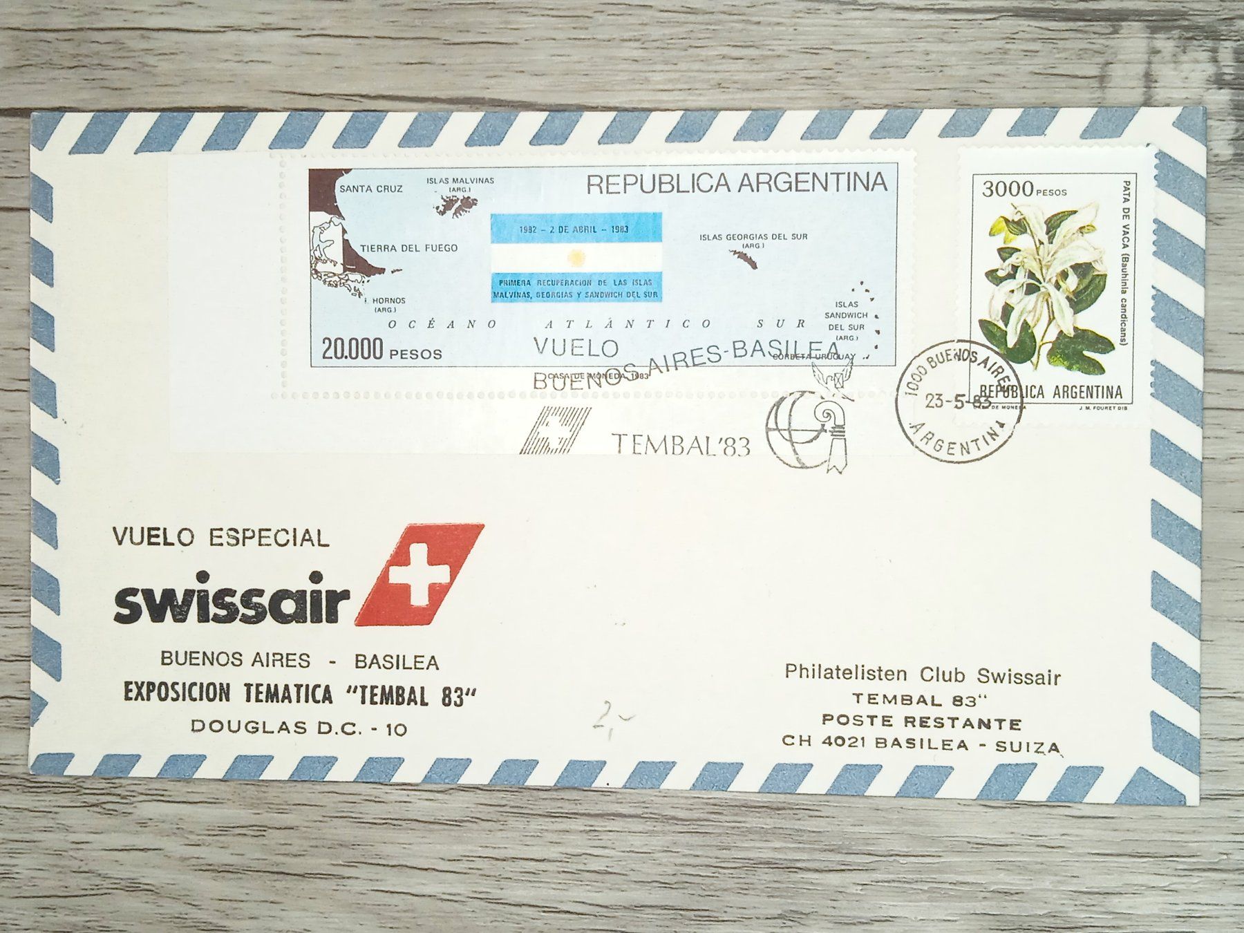 Tutti i francobolli: TR20 Enveloppe + Timbre Argentine 1983 Theme Aviation – Usato da Cousset venduto da Patrick_Collections