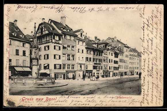 Ansichtskarten: AK Basel, Partie am Fischmarkt – Gebraucht aus Berlin von bartko-reher