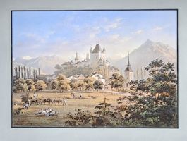 Schloss Thun kolorierter Druck