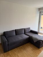 Sofa Bed with Chaise Longue in Dark Grey Fabric Used