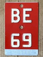 BE 69 - VELONUMMER - FAHRRADSCHILD - PLAQUE DE VELO - BE 69