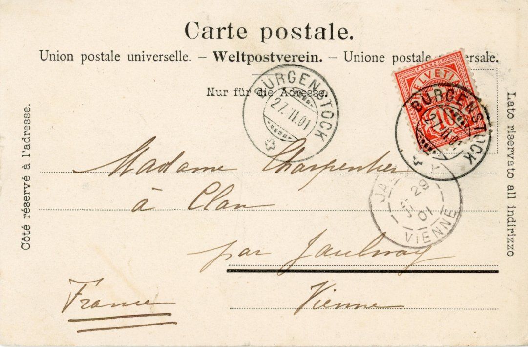 Cartoline postali: Bürgenstock   NW          um 1901 – Usato da Brig venduto da Valcards54 1