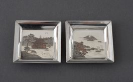 Zwei antike japanische Buntmetall Silber Schälchen, antik