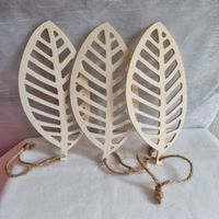 3er Set Holzblätter 20 x 9,5 cm, Deko, neuwertig, Naturlook