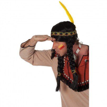 Perücke Indianer, mit Stirnband (Kostüm)