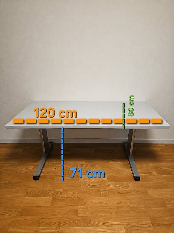 Bureaux: Tisch hellgrau Metallgestell Breite 120cm H.71cm – D'occasion à Zollikofen par Lexxy 2