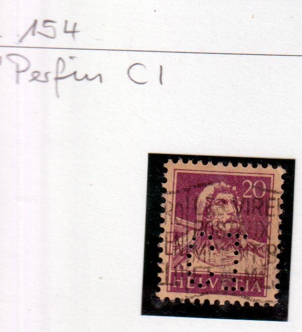 Alle Briefmarken: Rollenmarke 154, Perfin CI  – Gebraucht aus Basel von Bingis