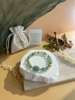 Echtes Edelstein-Armband Aventurin & Bergkristall – Luck
