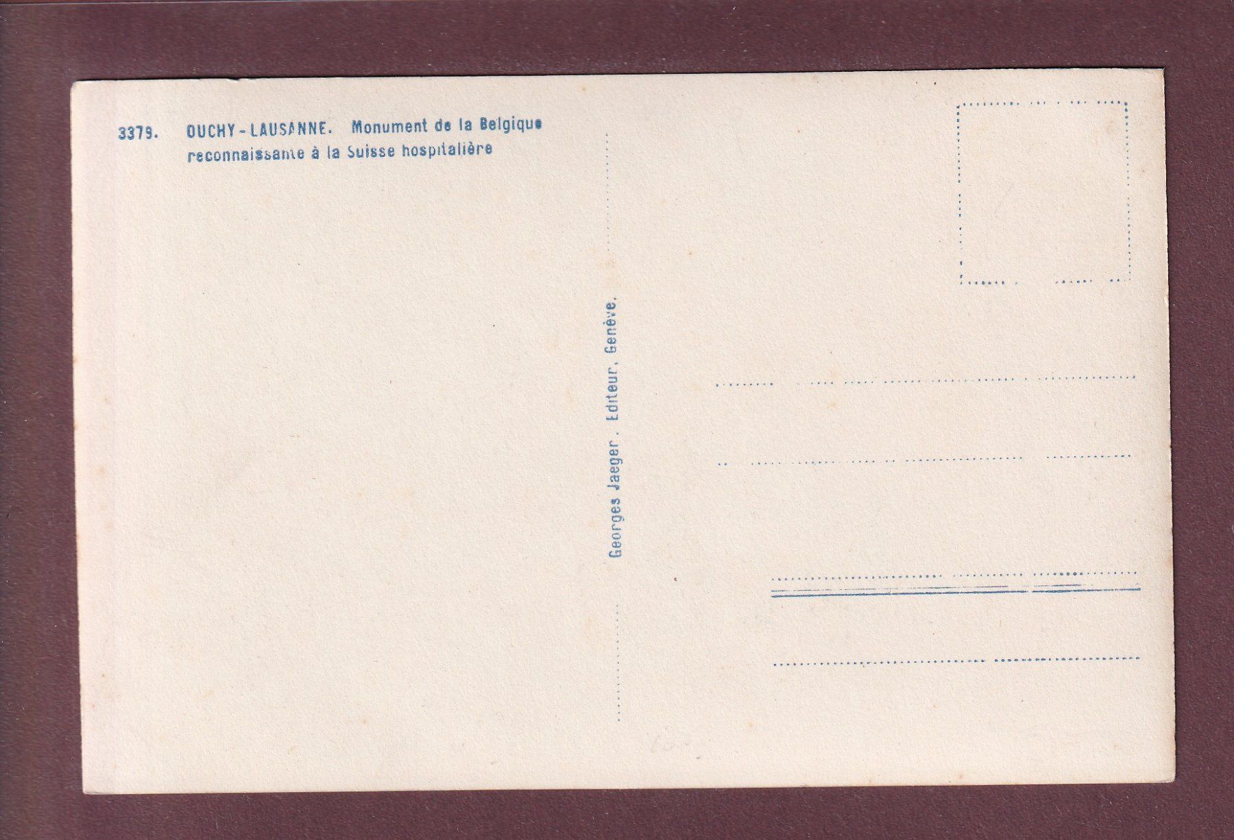 Cartoline postali: LAUSANNE - Ouchy - Monument de la Belgique – Usato da Pully venduto da nicecards 1