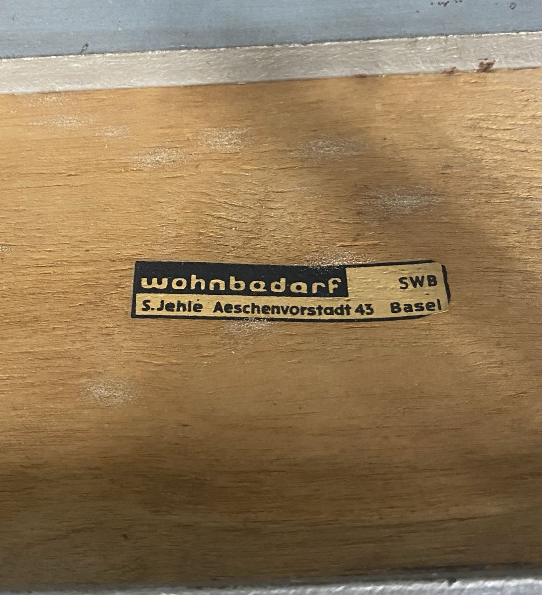 Sedie: Sessel blau Lederimitat mit Metallfuss Wohnbedarf Basel – Usato da Therwil venduto da Chineur001 4