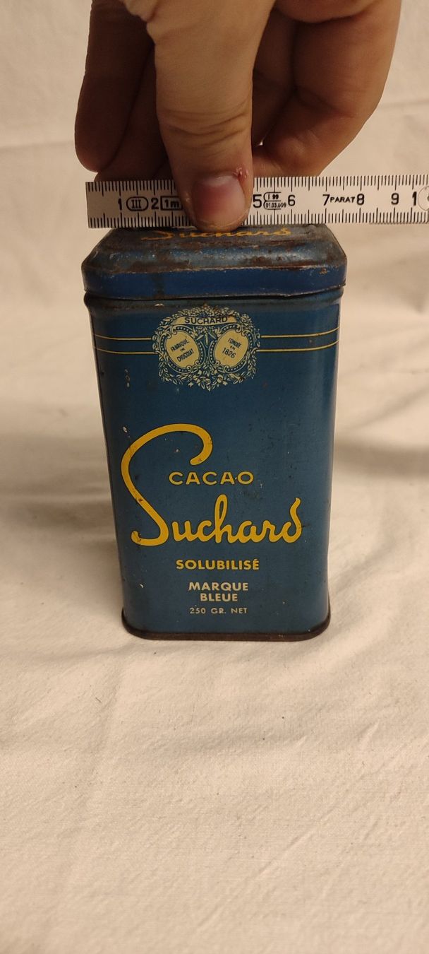 Suchard Dosen: Wunderschöne alte Blechdose von SUCHARD CACAO 13 cm – Gebraucht aus Gelterkinden von MYSTOREFORYOU4460 8