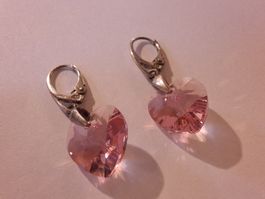 Ohrhänger, rosa Herzen, 925 Silber
