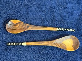 Salatbesteck aus Holz, handgefertigt und Unikat!