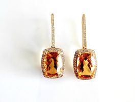 Citrin & Brillanten Ohrhänger, 18K Gold