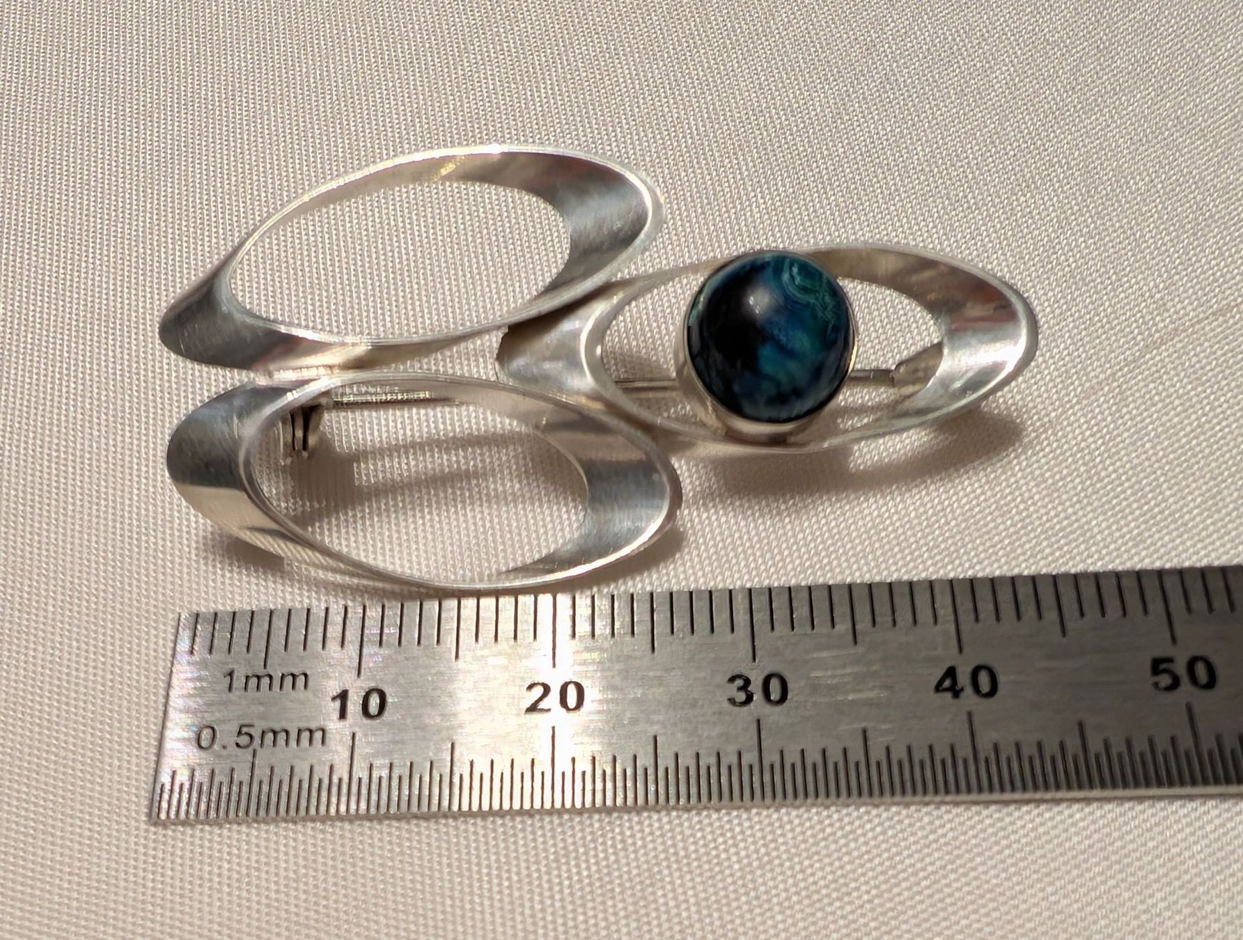 Spille & Fermagli: Vintage Brosche mit Eilatstein-Cabochon, Silber 925 – Usato da Ermatingen venduto da Hanni_und_Nanni 5