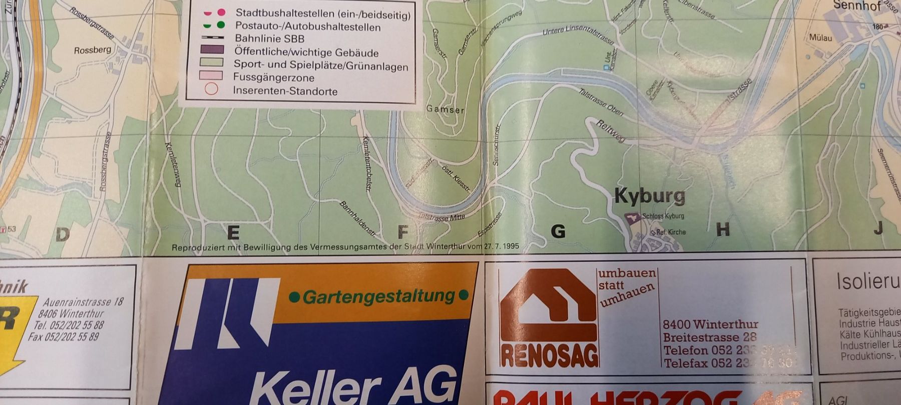 Landkarten & Atlanten: Stadtplan Winterthur Faltplan 1995 – Gebraucht aus Fey von sverigi 3