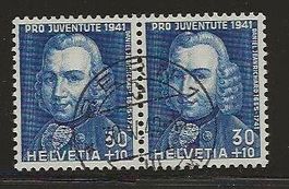 1941 JUVENTUE 30 Rp. im Paar JEANRICHARD, gestempelt