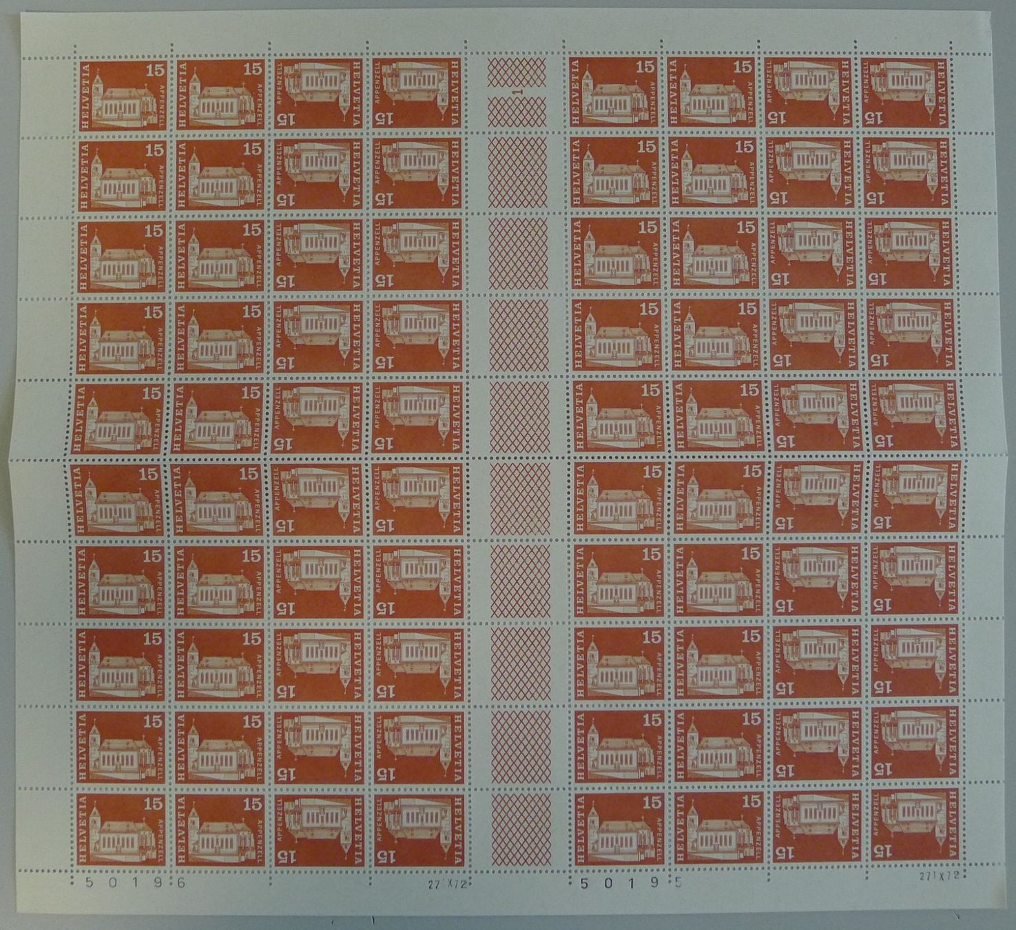 Tutti i francobolli: 1973, S70/K52 kompletter Bogen postfrisch **. – Usato da Sursee venduto da Luzernerraute