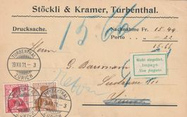 Werbekarte Stöckli Turbenthal 1911