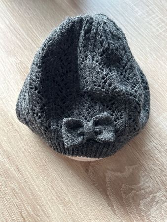 Kinder Wintermütze, anthrazit mit Schleife H&M Gr. 92/104