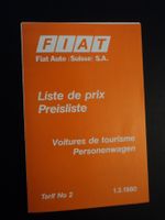 Prospekt Preisliste Fiat 1980 126 127 128 131 X1/9 Ritmo