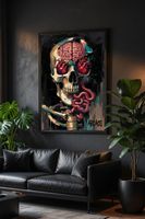 "PSYCO SKULL" Riproduzione su tela, 50x70 Arte by ARCAOS.ART
