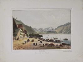 Brienz Croix blanche Tonlithographie von Jacottet