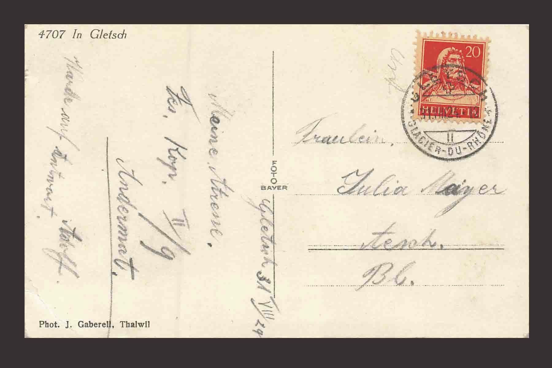 Cartoline postali: AK In Gletasch – Usato da Goldau venduto da artelier1 1