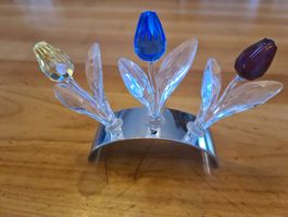Swarovski Figur Blumen 3 Tulpen mit  Ständer 