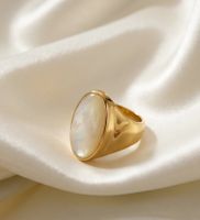 Designer Bronz Ring mit Perlmutt - Neu