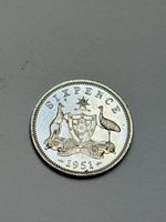 Pièce Sixpence Australie 1951 George VI argent 2,83g