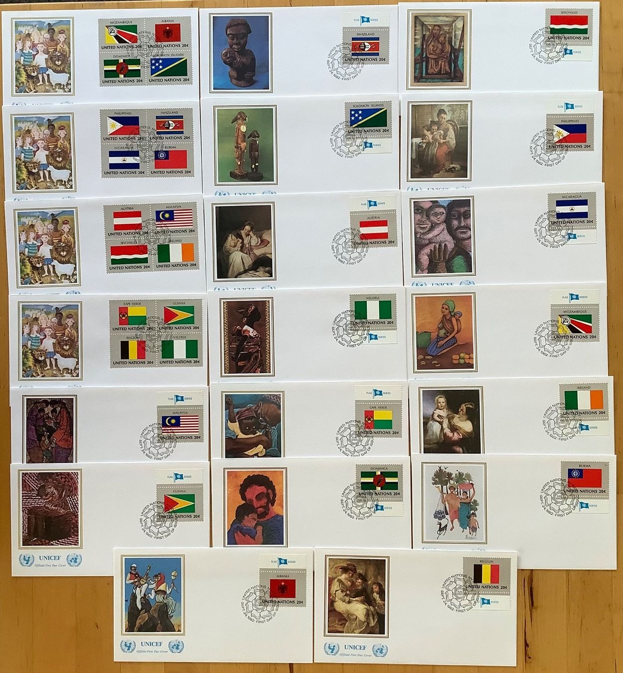 Alle Briefmarken: 1982  UNO Flaggen Komplet – Neu (gemäss Beschreibung) aus Liestal von Pep3