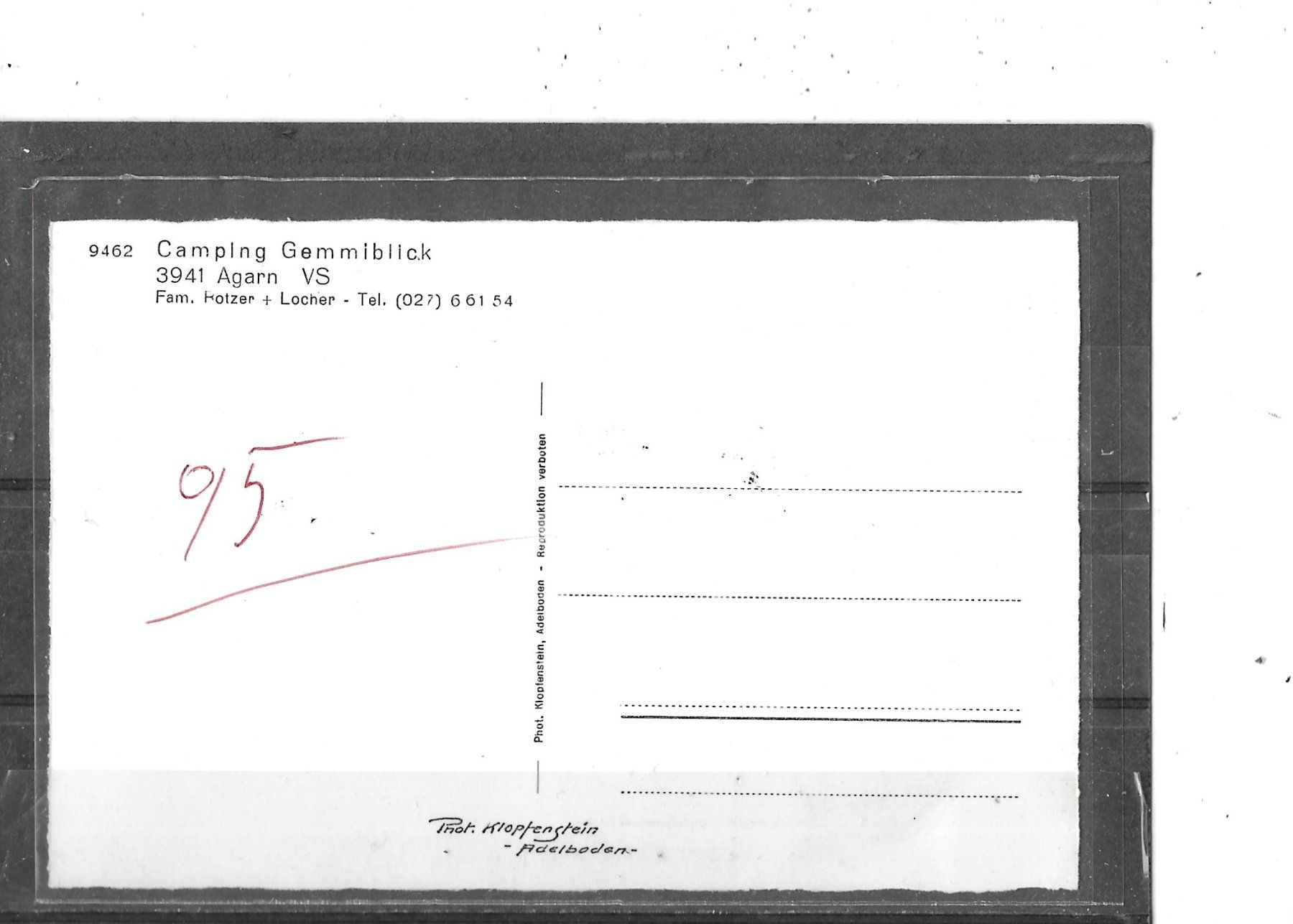 Cartoline postali: VS Agarn  Camping Gemmiblick – Usato da Schocherswil venduto da Wilare 1
