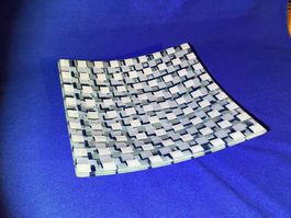 Glasschale in blau/weiss (quadratisch)