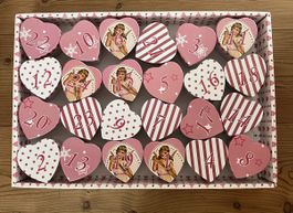 Herz-Adventskalender, Vintage Look