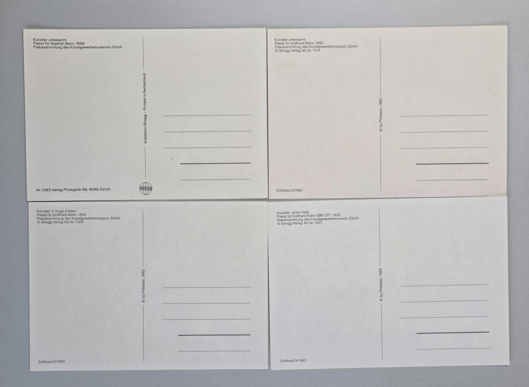 Cartoline postali: 3 Gotthard Eisenbahn -Plakat + 1 Seethalbahn Ansichtskarte – Usato da Luzern venduto da Kartenansicht 1
