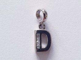 Charm Anhänger Buchstabe "D" Silber 925 (rhodiniert)