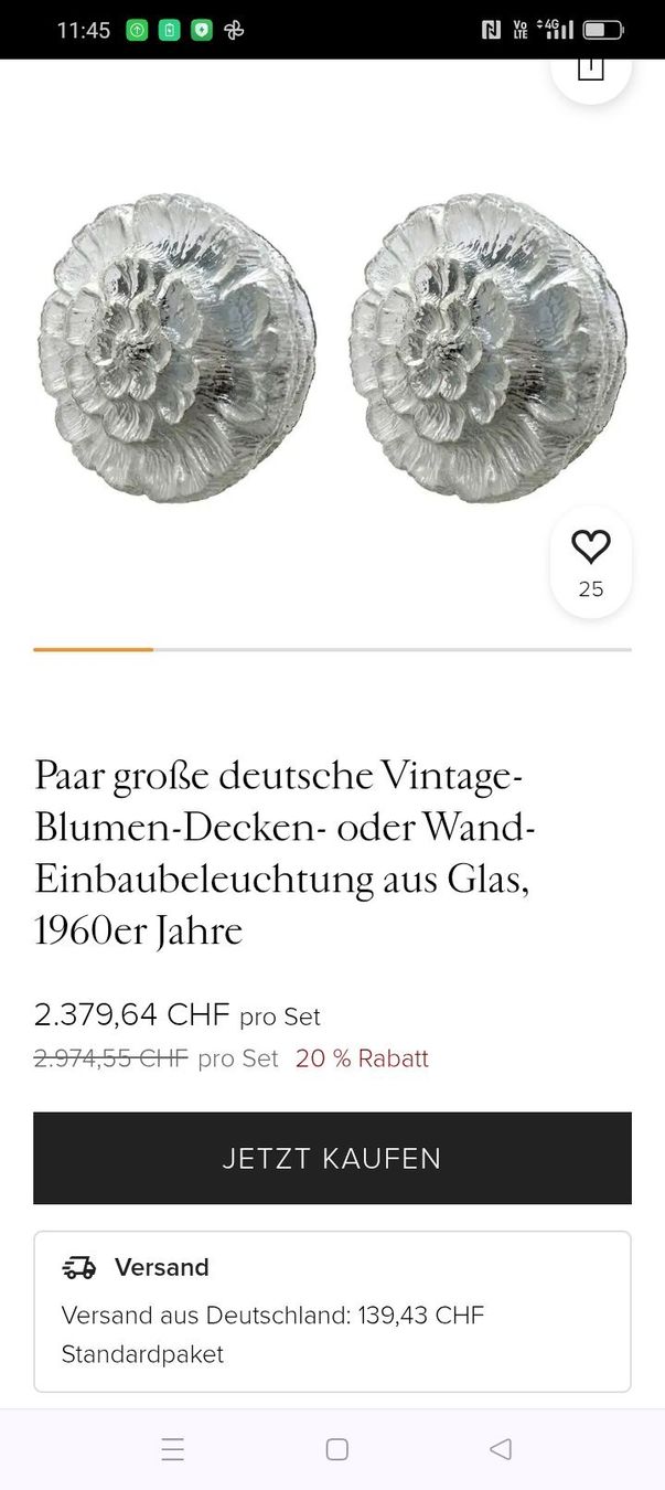 Lampadari & plafoniere: Lampe Deckenleuchte Glas Eisglas Vintage – Usato da Wil SG venduto da BrocknRoll 9