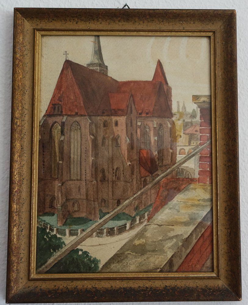 Gemälde: Aquarell: Alte Stadtkirche – Gebraucht aus Untersiggenthal von Lindomagos
